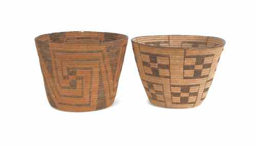 Appraisal: Two California Pima baskets with flared sides and flat bottoms