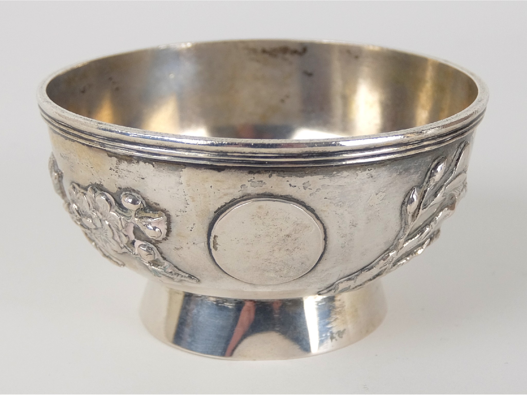 Appraisal: A Chinese white metal sugar bowlcast with a bird on