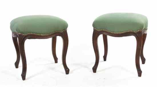 Appraisal: A Pair of Louis XV Style Provincial Tabourets each having