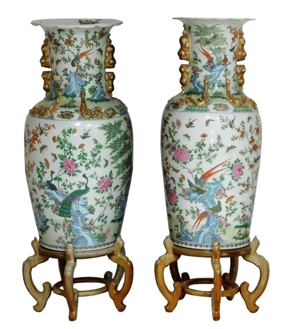 Appraisal: ASIAN Pair of monumental Chinese Export style famille rose porcelain