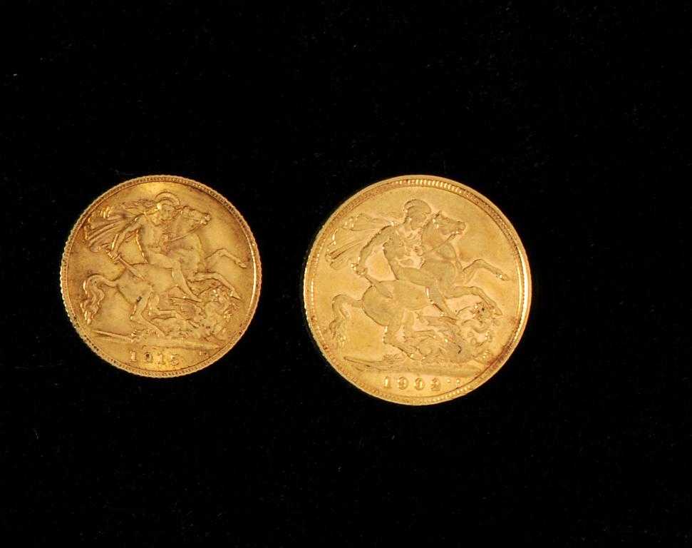 Appraisal: EDWARD VII SOVEREIGN HALF SOVEREIGN both VF