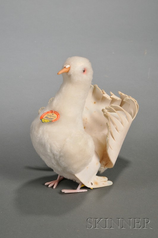 Appraisal: Steiff Original White Mohair Dove with black bead eyes on