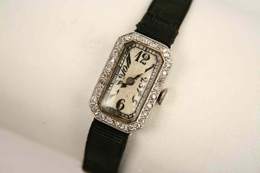 Appraisal: LADY'S WATCH - Art Deco platinum lady's watch the rectangular