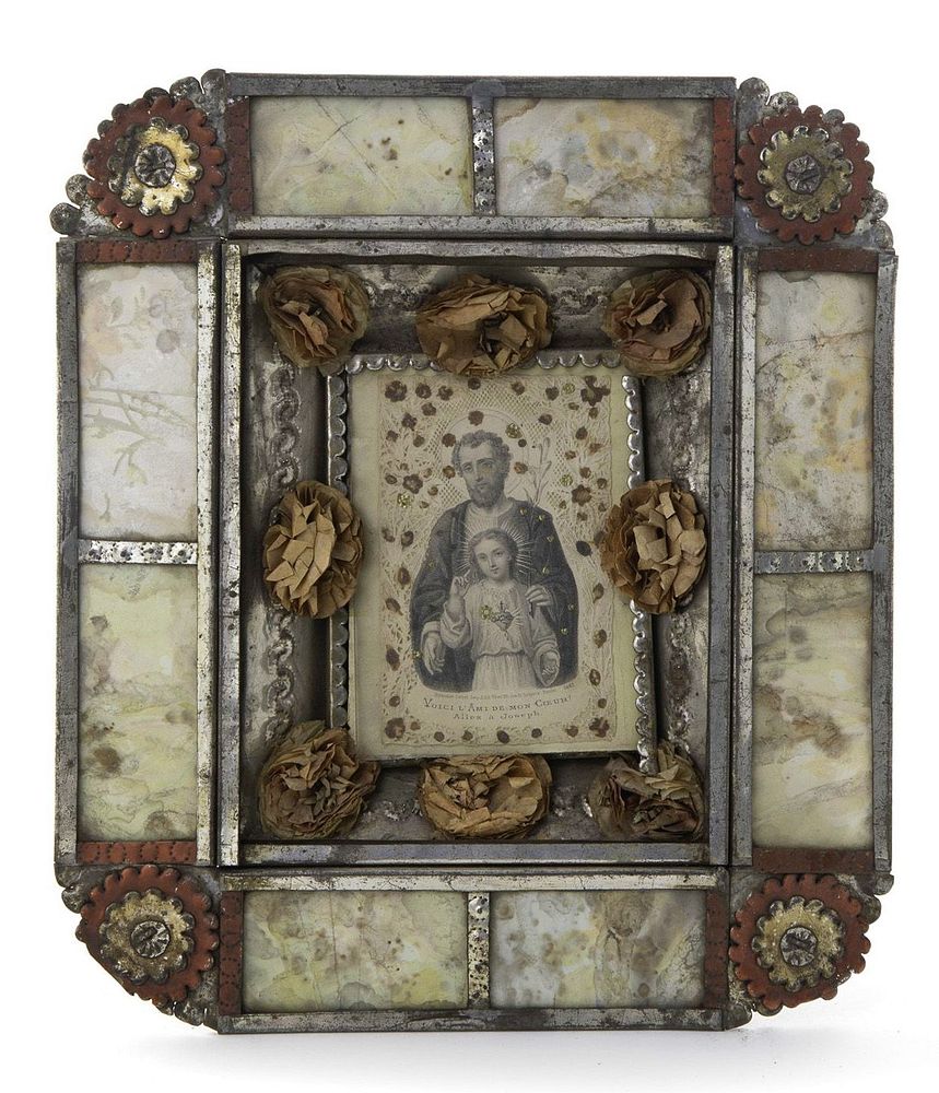 Appraisal: Tin Recessed Frame with Glass Panels ca Attributed to Jos