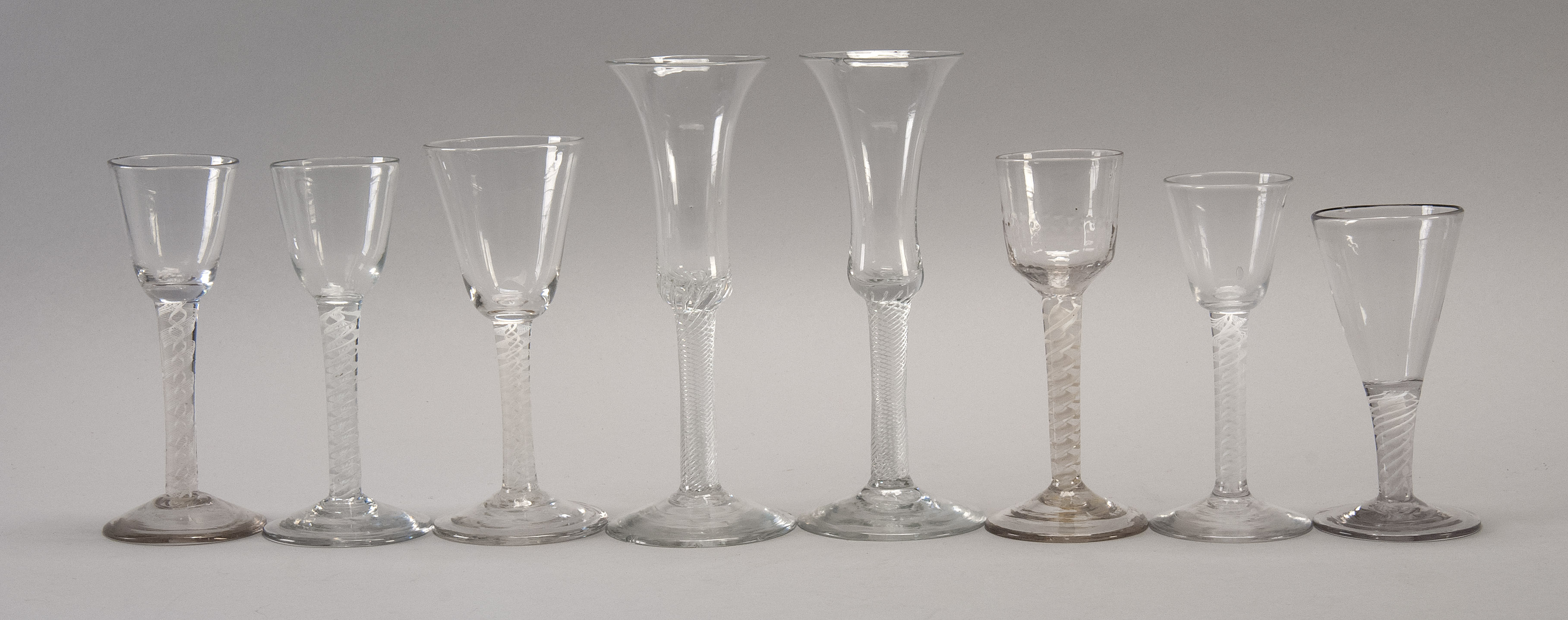 Appraisal: EIGHT CLEAR GLASS STEMMED WINEGLASSES Late th Early th CenturySix