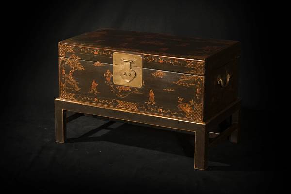 Appraisal: A Chinese lacquered box on later stand th century height