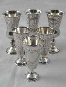 Appraisal: Russian possibly provincial silver Three kiddush cups AP unascribed circa