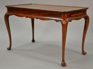 Appraisal: Margolis Queen Anne style mahogany cocktail table with pull out