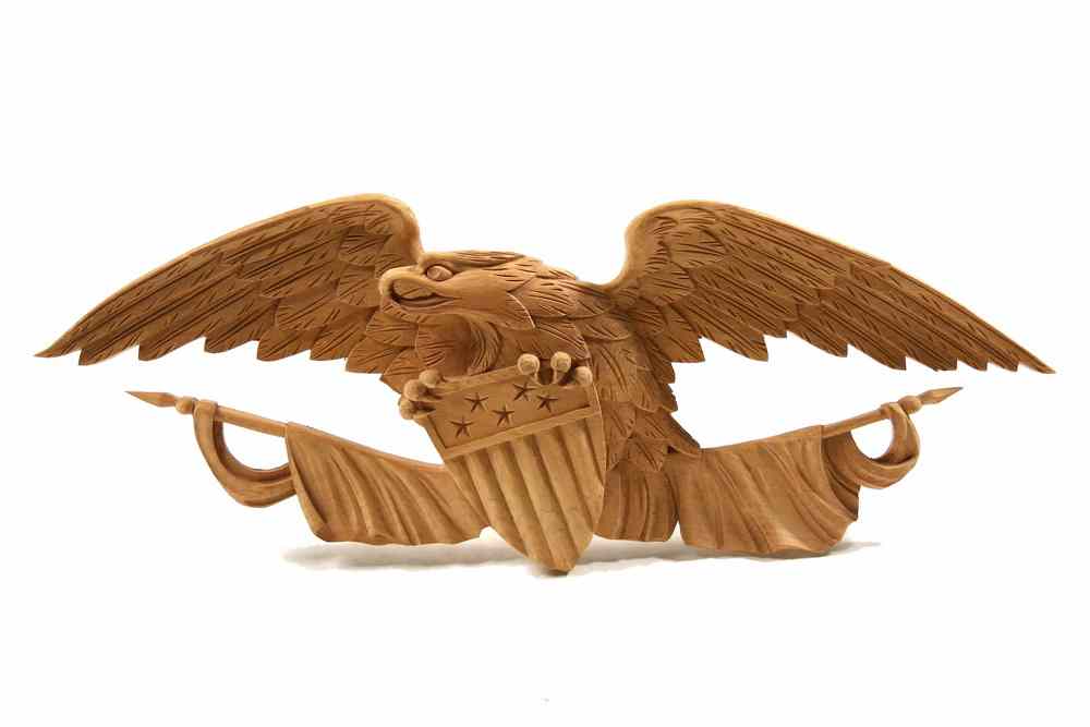 Appraisal: EAGLE PLAQUE - Carved Pine Plaque of American Eagle with