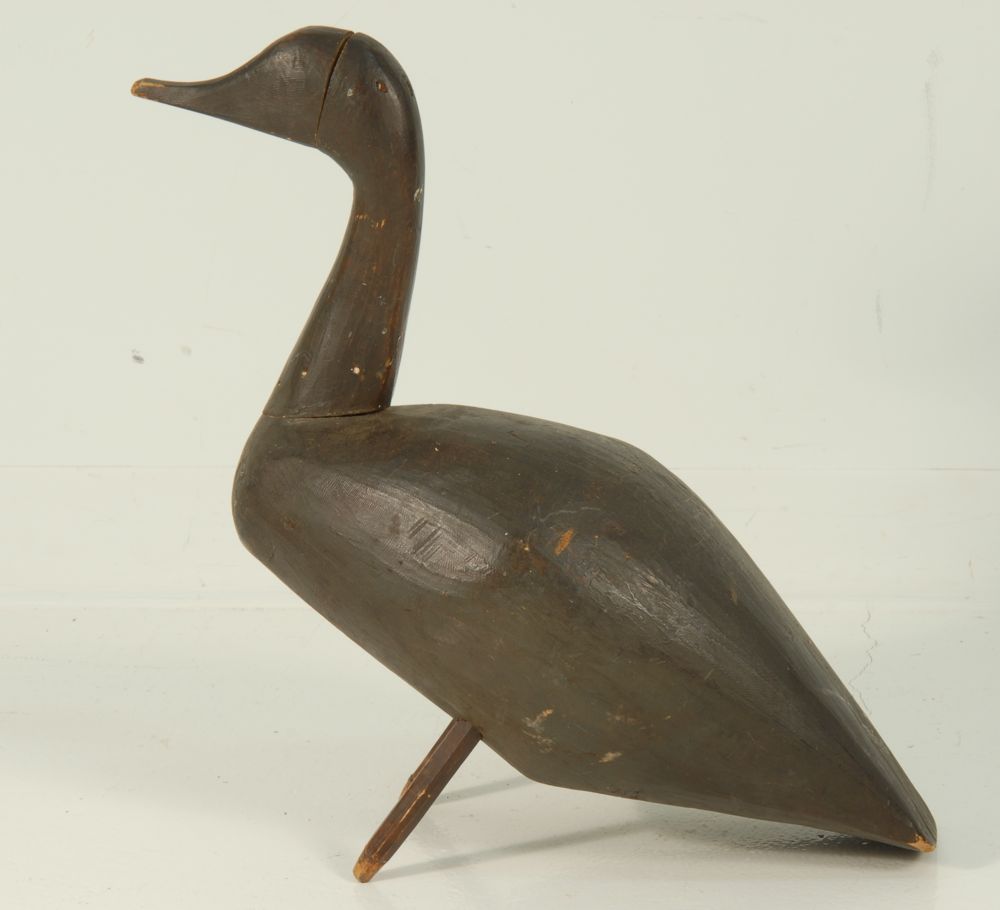 Appraisal: BLACK DUCK STICK-UP DECOY From Nova Scotia Original brown paint