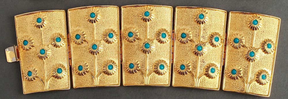 Appraisal: Alexis Kirk Gold-Tone Faux Turquoise Cuffs Alexis Kirk gold-tone and