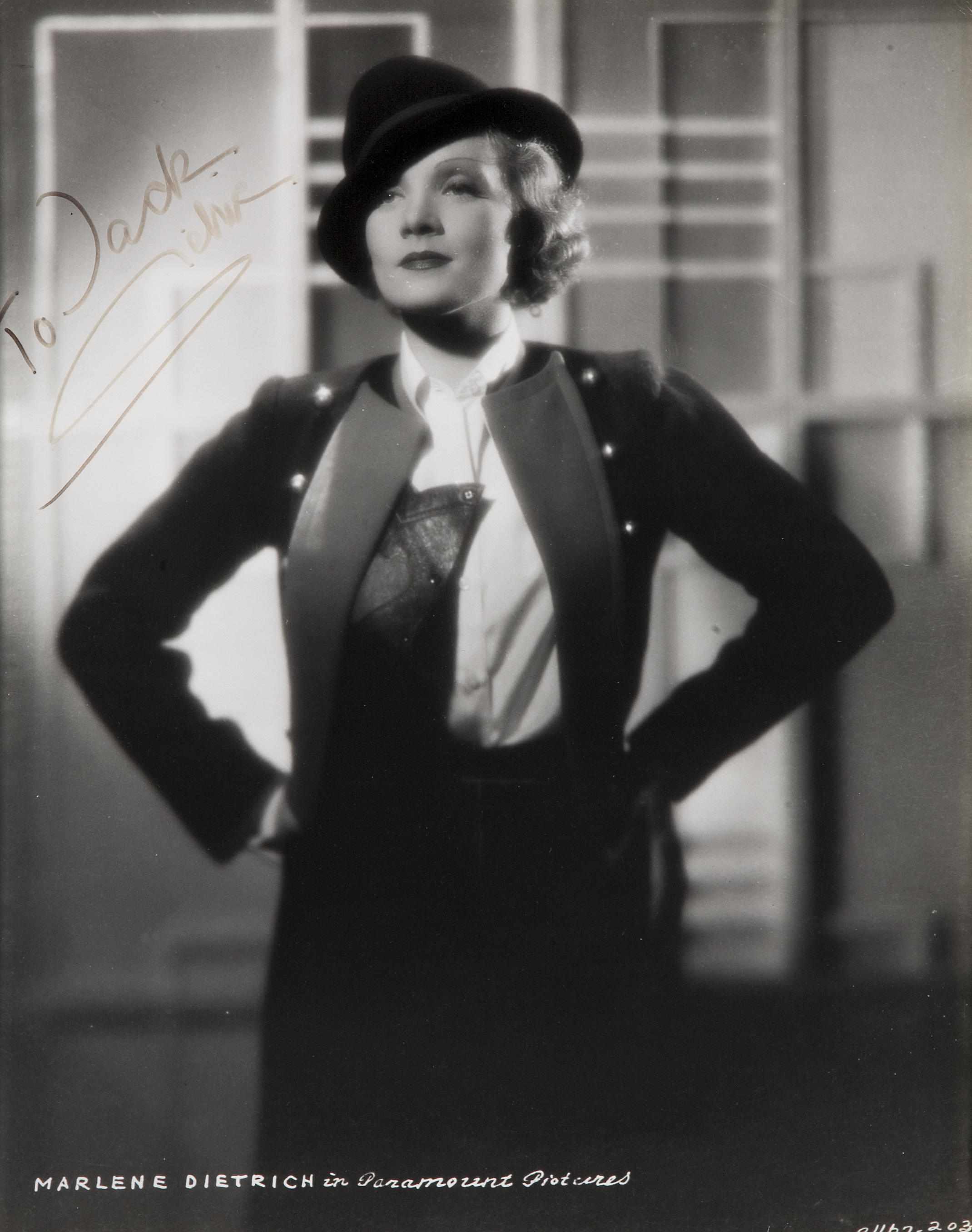 Appraisal: A Marlene Dietrich signed photograph s A vintage print with