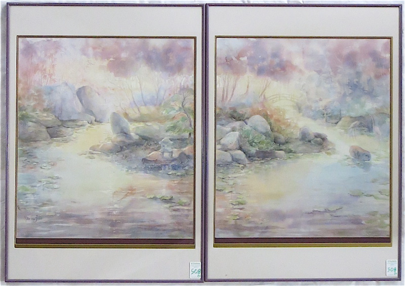 Appraisal: MILLIE VAN SICKLE TWO WATERCOLORS Oregon th century A diptych