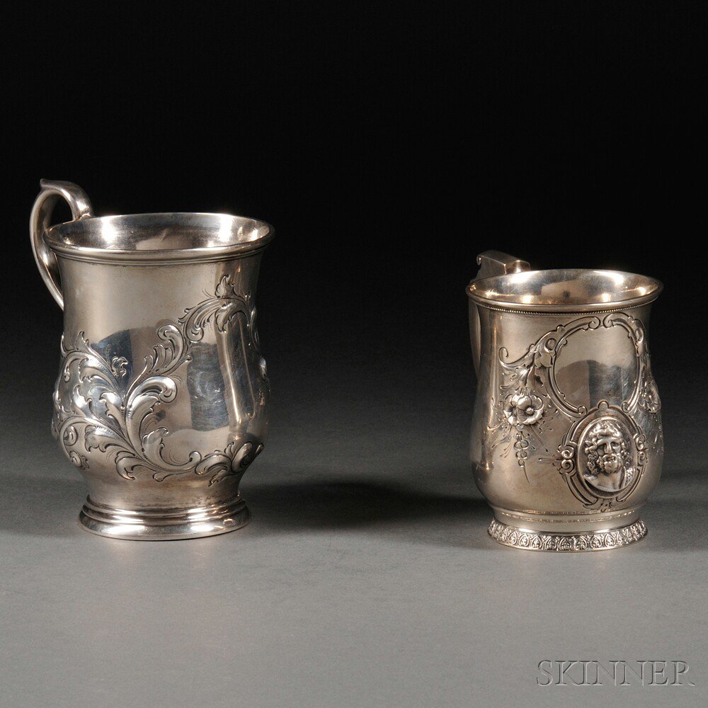 Appraisal: Two American Silver Mugs New York mid- th century one