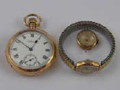 Appraisal: A carat gold cased Waltham pocket watch approx mm wide