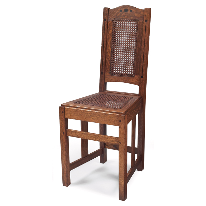 Appraisal: Limbert hall chair Ebon Oak line inlaidebony details with a