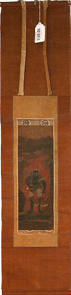 Appraisal: A hanging scroll Depicting Fudo Myoo the Buddhist divinity of