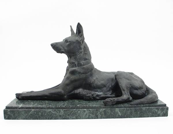 Appraisal: A French spelter model of a German Shepherd on a