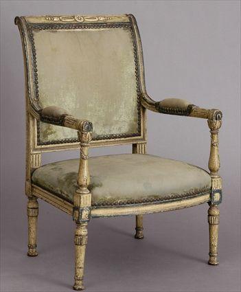 Appraisal: DIRECTOIRE-STYLE CREAM-PAINTED MINIATURE FAUTEUIL A LA REINE The padded back