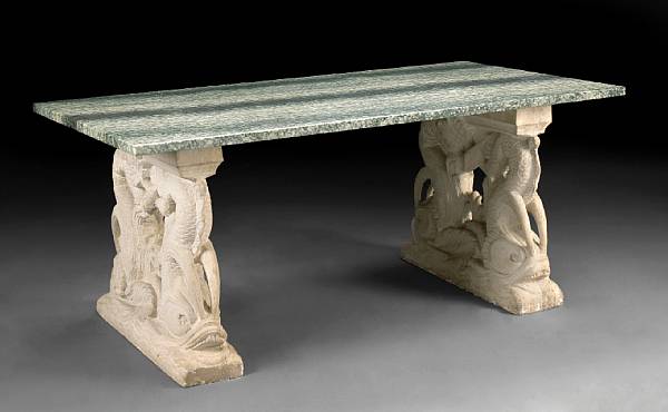 Appraisal: A Neoclassical style marble and cast stone table height in