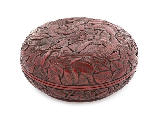 Appraisal: Sale Lot A Cinnabar Lacquer Circular Box and Cover the