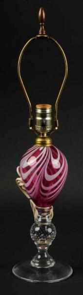 Appraisal: Pink Glass Pairpoint Lamp Condition Excellent Size - T