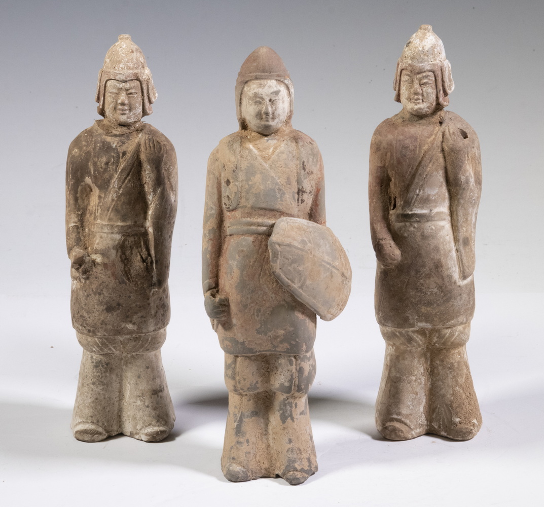 Appraisal: SUI TANG DYNASTY POTTERY GUARDS Sui Dynasty - Military Guard