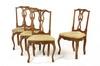 Appraisal: DINING CHAIRS - Set of four custom hand carved walnut