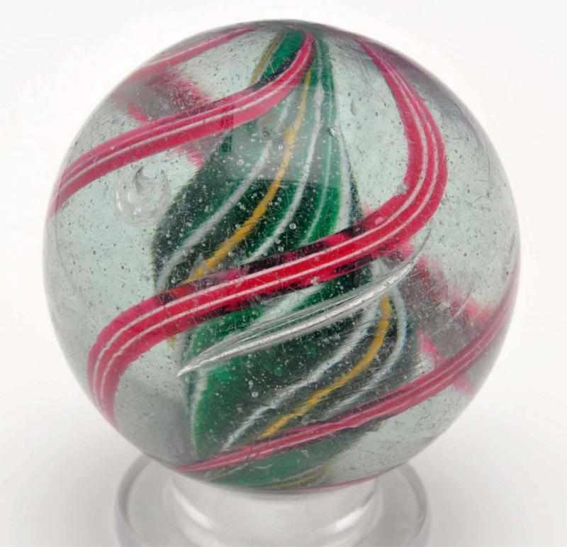 Appraisal: Large Green Solid Core Swirl Marble Description Dark green core