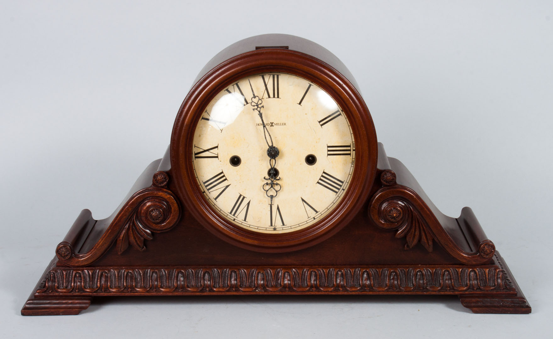 Appraisal: Howard Miller mahogany tambourino clock with original factory box instructions