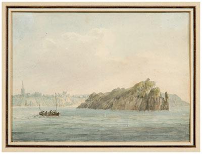 Appraisal: Watercolor attributed to Pocock view of Tenby From the Sea