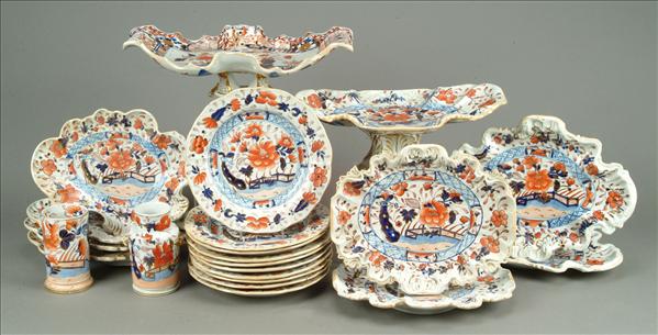 Appraisal: A Mason's Ironstone part dessert service decorated with an 'Imari'