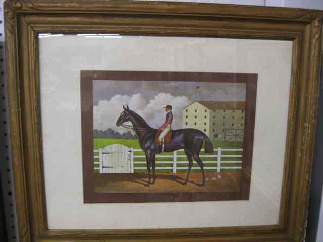 Appraisal: Framed Print of Jockey Horse '' x '' contemporary