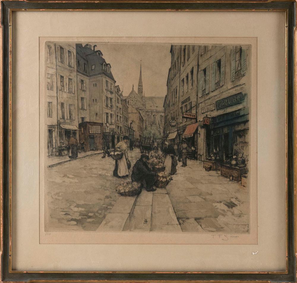 Appraisal: TAVIK FRANTISEK SIMON CZECHOSLOVAKIA - FLOWER SELLERS COLOR ETCHING ON