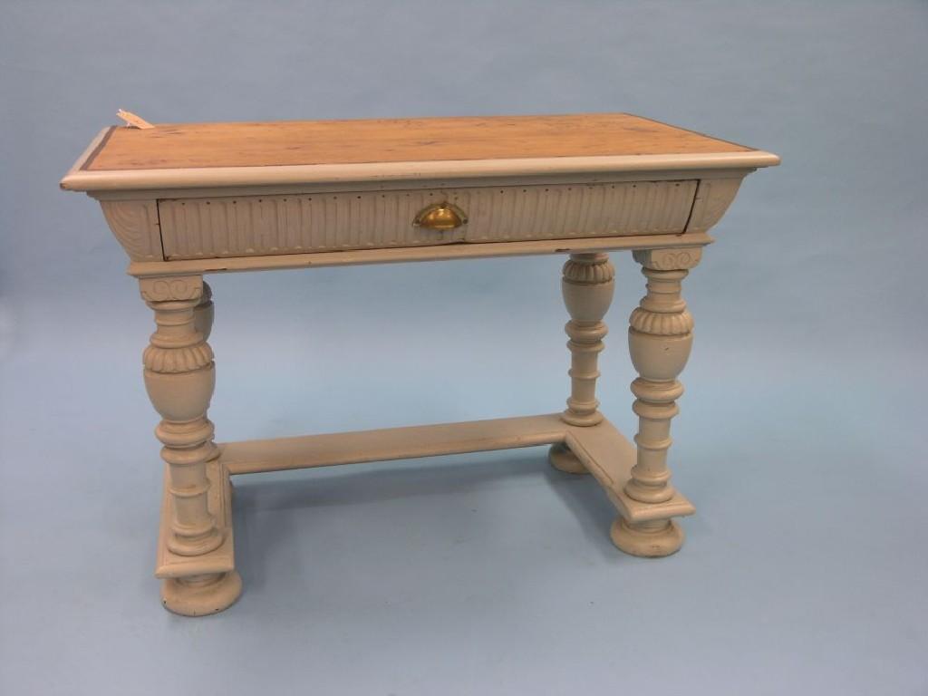 Appraisal: A Victorian Flemish-style writing table rectangular-shape with single drawer gouged