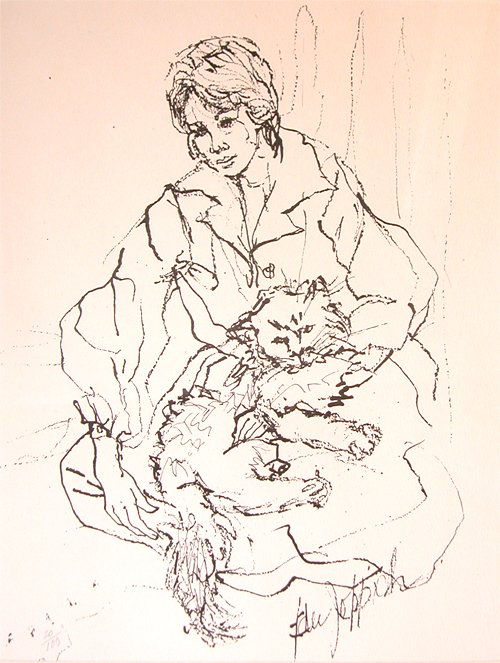 Appraisal: Woman with Cat Men Walking under Willow Tree Artist Joppich