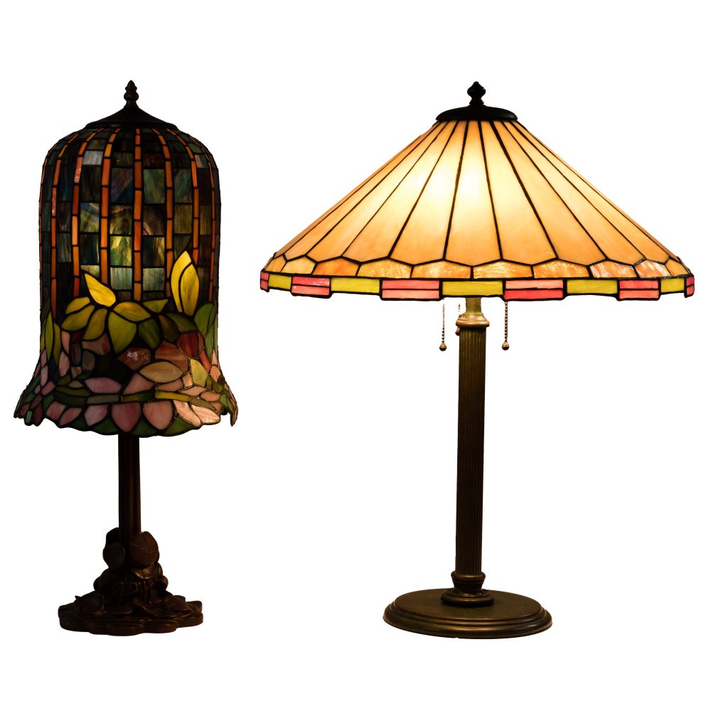 Appraisal: TABLE LAMPS items including an unmarked lamp having a -panel