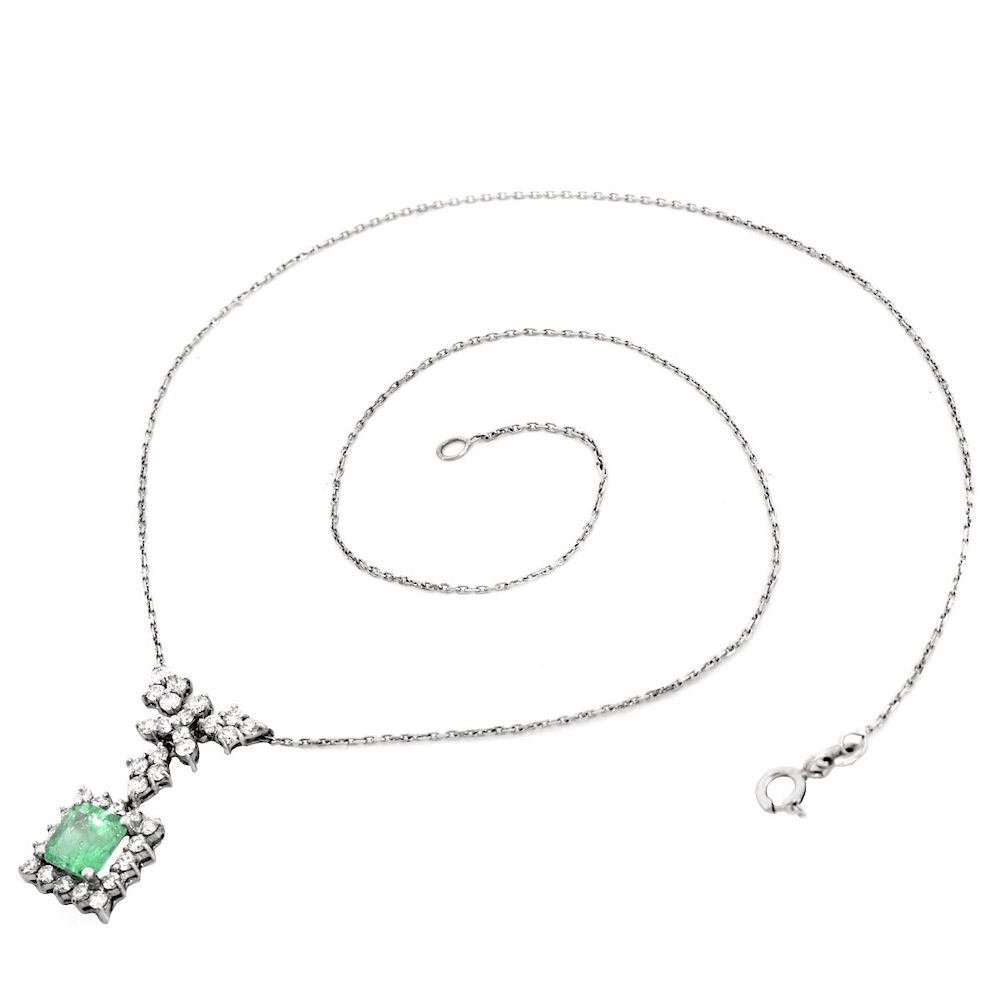 Appraisal: Emerald Diamond and K Pendant Necklace Approx Carat Emerald Carat