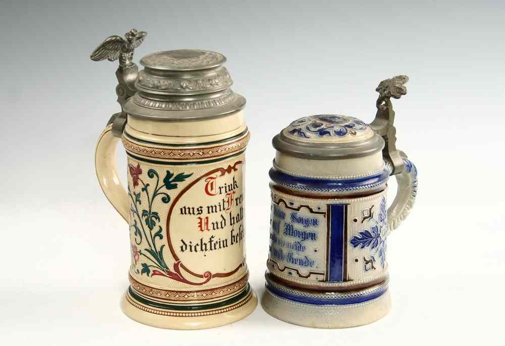 Appraisal: STEINS - Lot of two late th C German beer