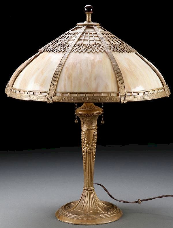 Appraisal: A MILLER SLAG GLASS TABLE LAMP EARLY TH C A