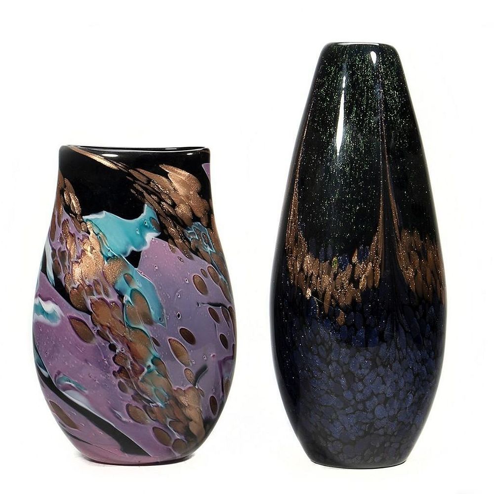 Appraisal: Art Glass Vases A lot of two each decorated with