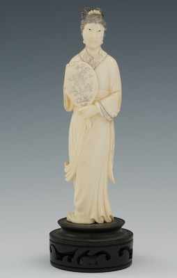 Appraisal: A Chinese Carved Ivory Standing Attendant Petite in size great