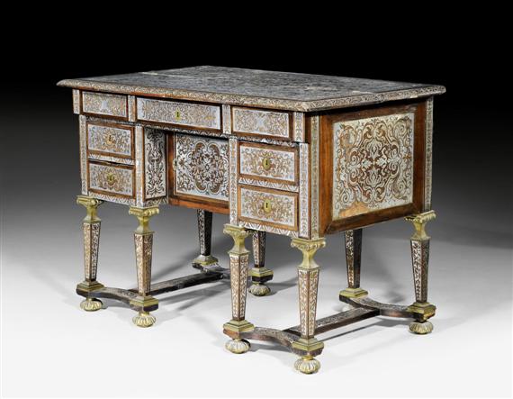 Appraisal: BUREAU MAZARIN WITH BOULLE MARQUETRY Louis XIV probably Augsburg circa