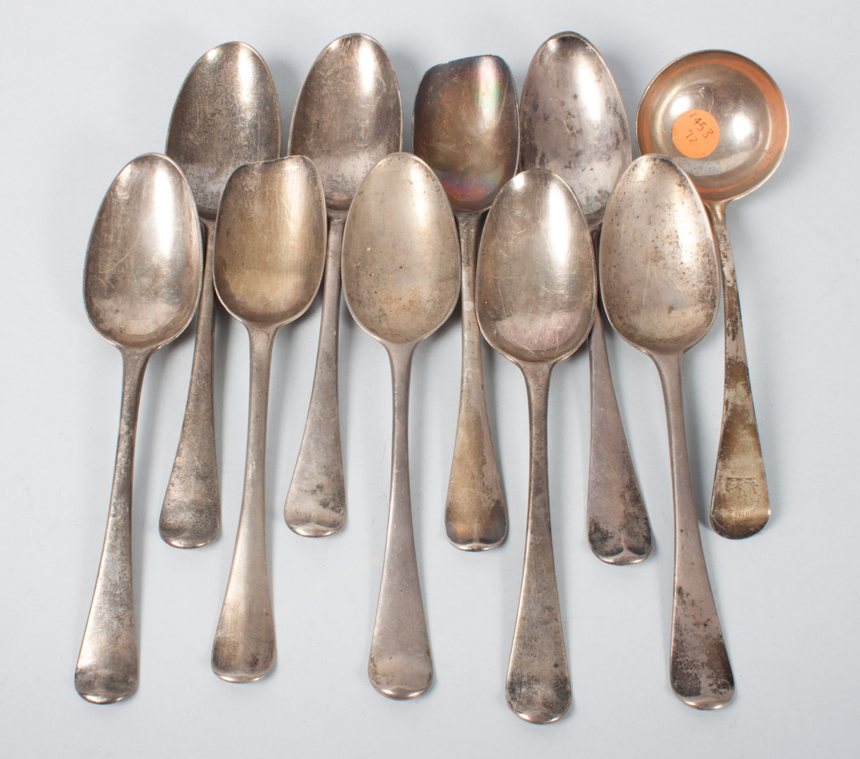 Appraisal: Nine Georgian silver fiddle tablespoons th century including Richard Crossley