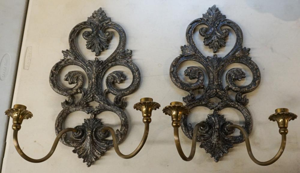 Appraisal: Pair Maitland-Smith Faux Marble and Brass Hanging Two-Light Wall Sconces