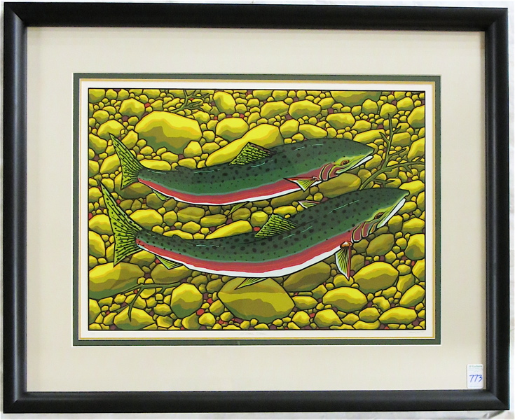 Appraisal: STEPHEN HARMSTON SERIGRAPH American st century October Steel two steelhead