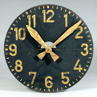 Appraisal: Monumental architectural clock black painted and gilt sheet copper dial