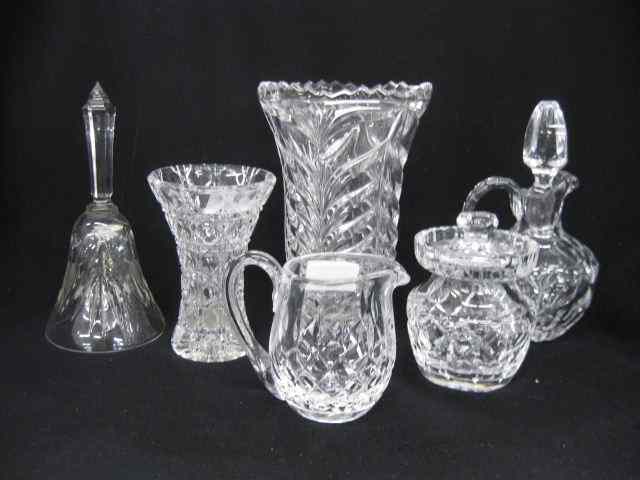 Appraisal: pcs Cut Crystal bell vases mustard jar creut creamer excellent