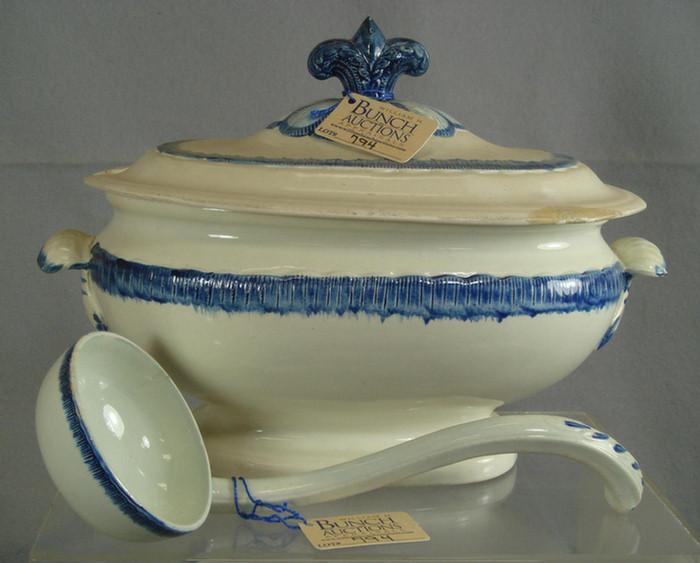 Appraisal: Leeds pearlware blue featheredge tureen with ladle lid with Prince