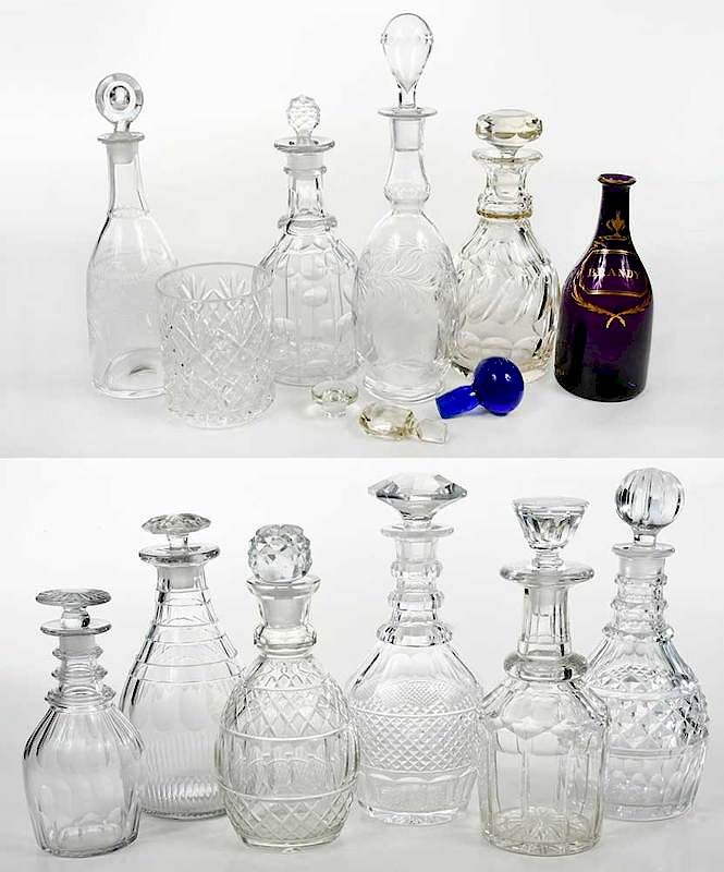 Appraisal: Assembled Group Ten Cut Glass Decanters th century comprising assorted